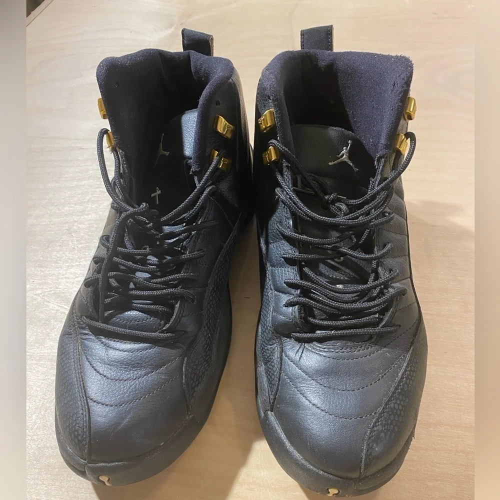 Air Jordan 12 Retro Master Black Gold Sneakers Size 12